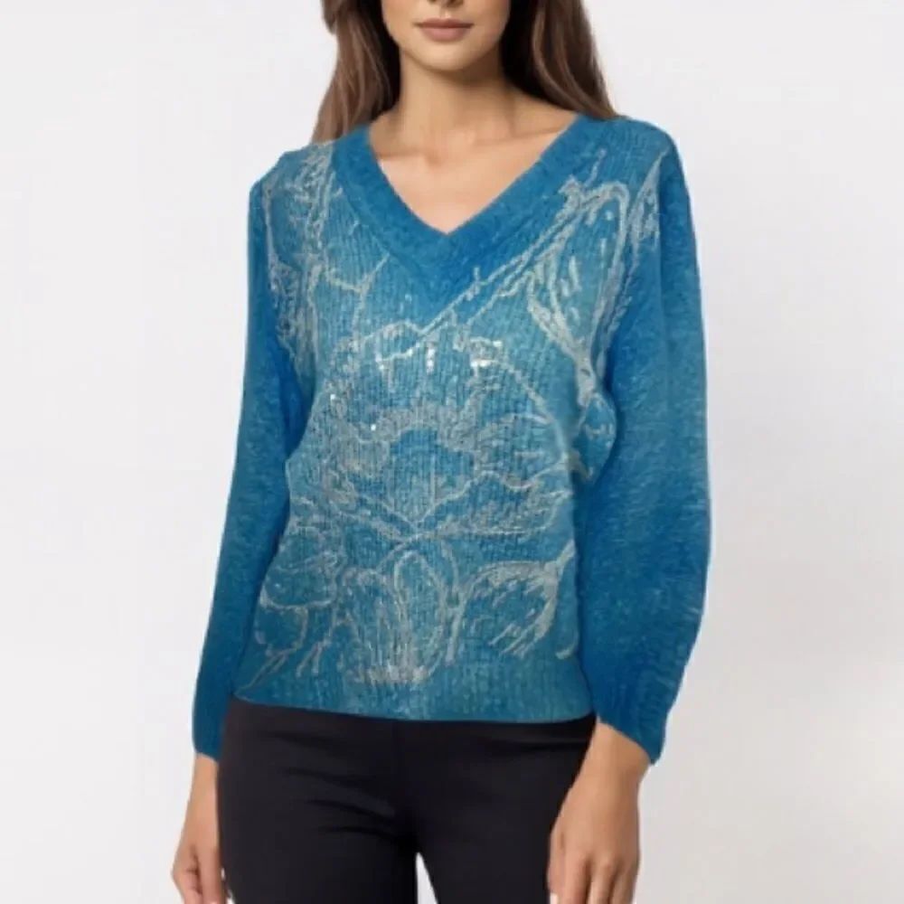 NWT Avant Toi Sequins Cashmere Sweater Oversized XXS Turquoise
